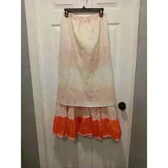 Vintage La Fille Handmade Bohemian Festival Embroidered Maxi Skirt Sz Medium - Picture 7 of 7